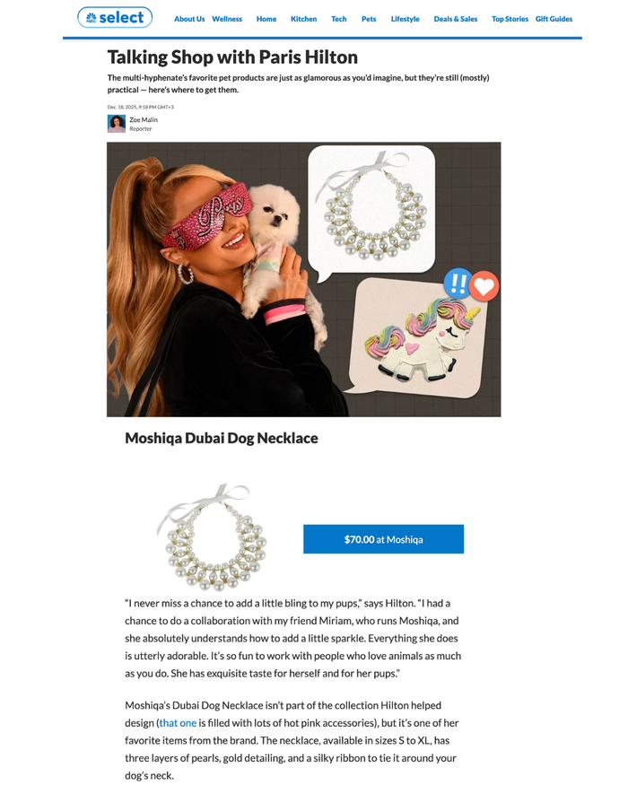 Selected by Paris Hilton. Recognized by NBC News