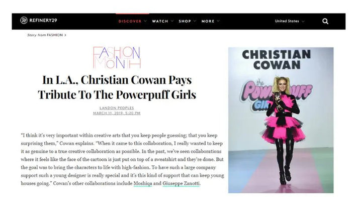 REFINERY 29 - Christian Cowan x Powerpuff Girls - High-Fashion Meets Iconic Characters - Moshiqa Store